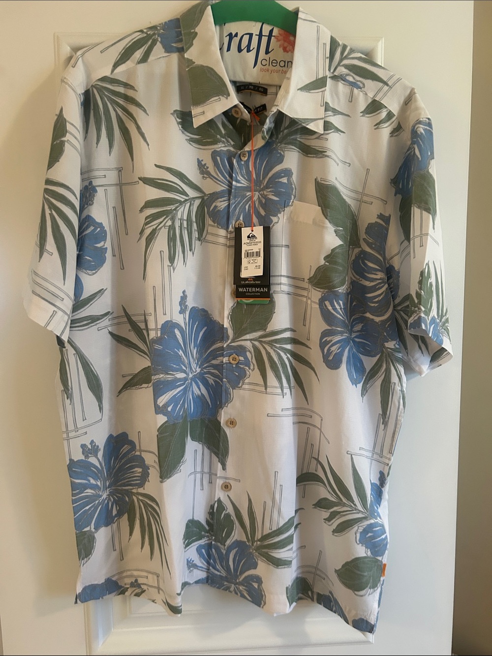 Quiksilver Blue and Green Floral Camp Shirt